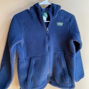 L.L. Bean Kids' Navy Blue Sweater Fleece Jacket, Size M (10-12)